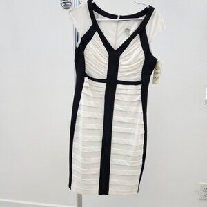 Sangria Petite Black and Ivory dress, 10P NWT